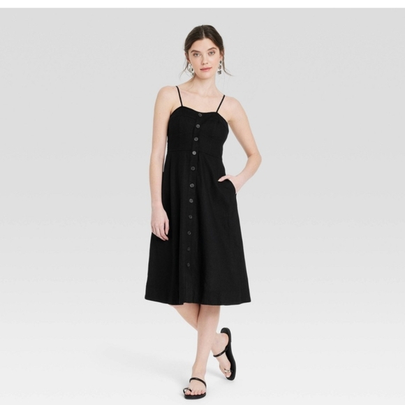 Universal Thread Black Spaghetti Strap Midi Sundress - Picture 1 of 6